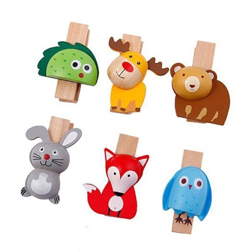 گیره چوبی طرح حیوانات 6 عددی کد PL 04
