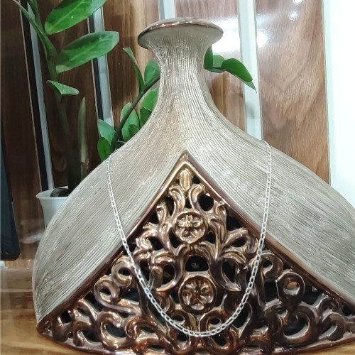 زنجیر نقره دستساز ایتالیایی روکش طلا سفید با ضمانت