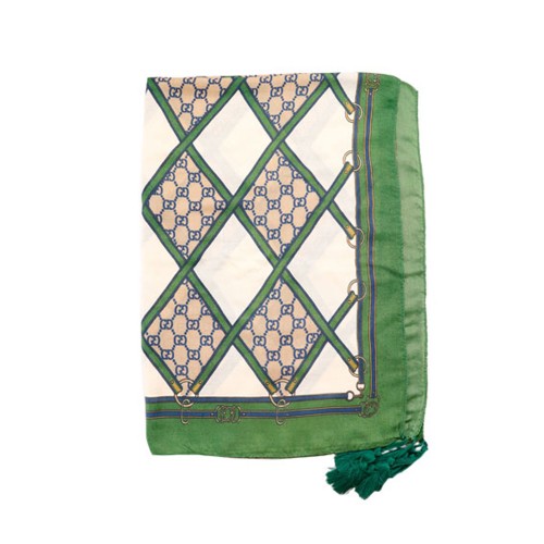 شال نخی طرح گوچی سبز کد G46 - مناسب مهمانی و روزمره