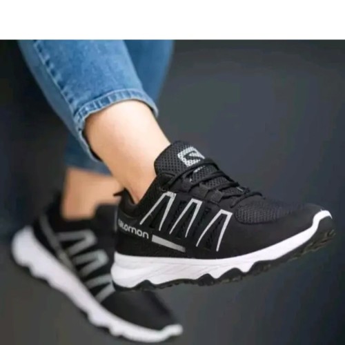 فروش کفش کتونی مردانه سالامون مشکی سبز با ارسال رایگان