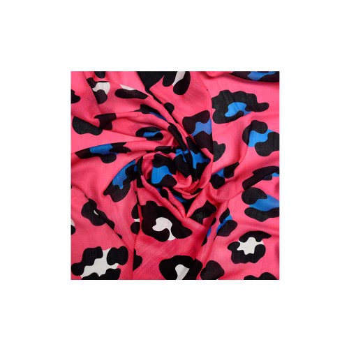 شال نخی طرح پلنگی کد NT127 سرخابی - سبک و شیک