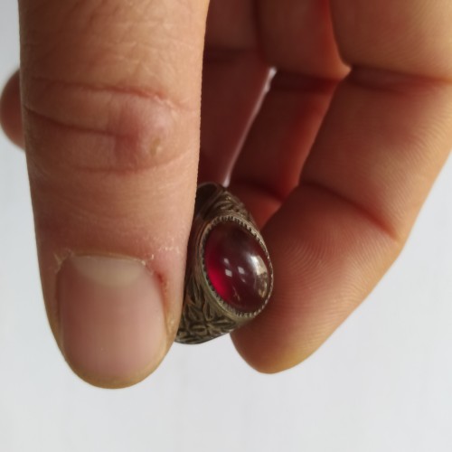 فروش انگشتر نقره قدیمی عقیق سرخ رکاب قلم با تخفیف