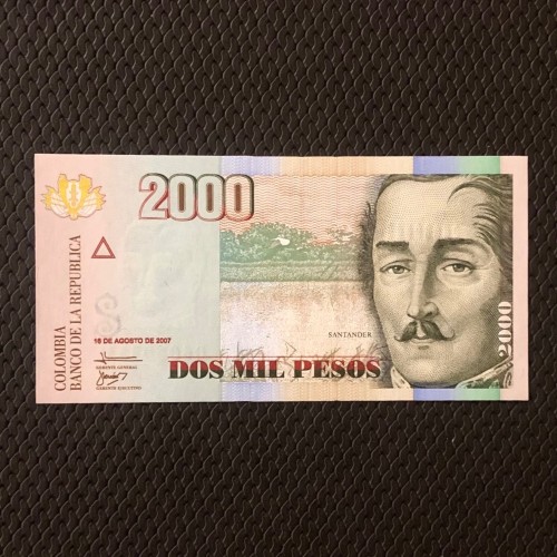 فروش اسکناس تک بانکی 2000 پزو کلمبیا 2007 شماره متفاوت