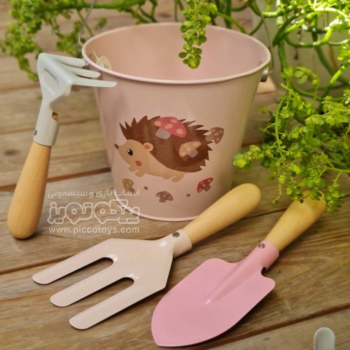 اسباب بازی ست باغبانی پیکاردو صورتی با سطل فلزی