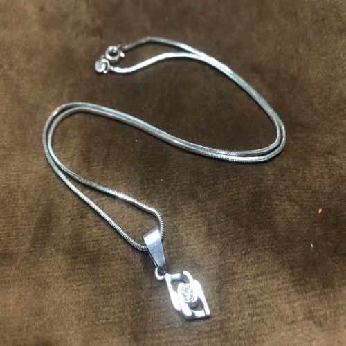 فروش گردنبند استیل نقره ای نگین دار زنانه