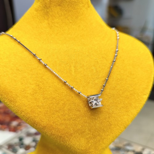 آویز دستساز ایتالیایی با روکش طلا سفید و نگین کاری