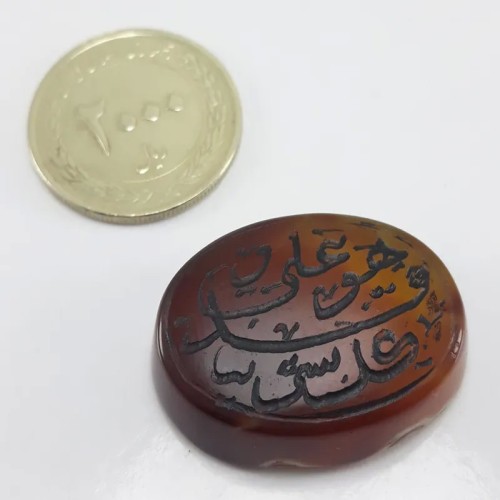 نگین عقیق خطی کهنه، هنر دست، قیمت حراجی