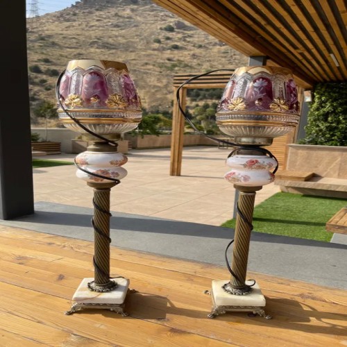 فروش جفت چراغ لاله برنزی با قیمت مناسب