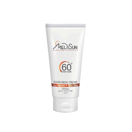کرم ضدآفتاب SPF60 مدیسان بی‌رنگ برای پوست چرب و معمولی