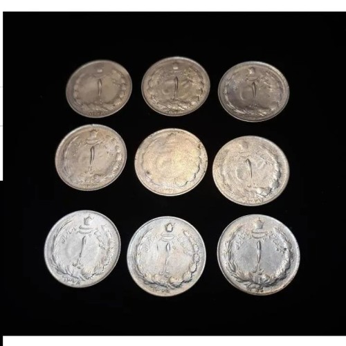 فروش مجموعه کامل نقره 1322 تا 1330 یک ریال محمدرضا شاه