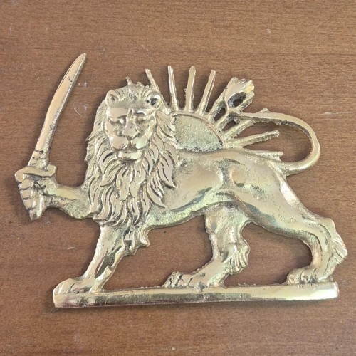 فروش مجسمه تخت برنجی شیر خورشید و شمشیر