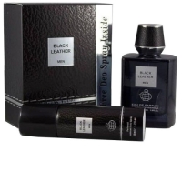 ادو پرفیوم مردانه فراگرنس ورد مدل Black Leather به همراه اسپری فراگرنس