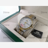 ساعت اورینت دو تقویم طلایی صفحه سفید مردانه