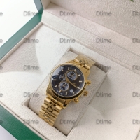 ساعت الگانس طلایی صفحه مشکی طرح سه موتور زنانه