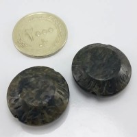 یک جفت مهره یشم معدنی کهنه با حکاکی و طل السحر