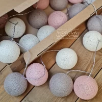 ریسه توپی کنفی خاکستری صورتی سفید زیبا و مدرن
