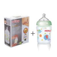شیشه شیر سبز 180 میل با طلق پلاستیکی نوبی