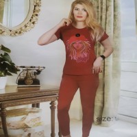 ست تیشرت و شلوار زنانه سوپر پنبه راحت