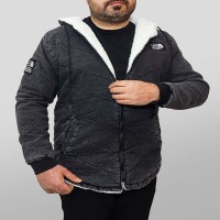 سویشرت مردانه زغال سنگی طرح لی خزدار مدل 1386