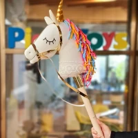 واکر کودک چوبی طرح یونیکورن رنگ شیری