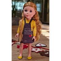 عروسک دخترانه 46 سانتی با پیراهن زرد - کد P/691191/B