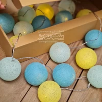 ریسه توپی کنفی آبی، زرد و کم رنگ مدل جدید