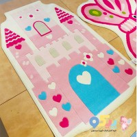 فرش اتاق کودک طرح قلعه صورتی - کد TSC104