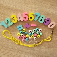 اسباب بازی چوبی نخ و مهره اعداد انگلیسی JHTOY969