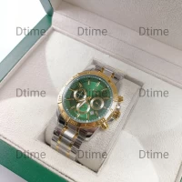 ساعت بلیزر دورنگ طلایی صفحه سبز مردانه شیک