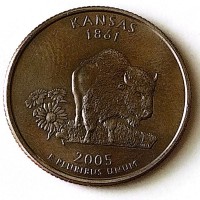 سکه 25 سنت کانزاس آمریکا 2005 (1401) اصل و کم‌نظیر