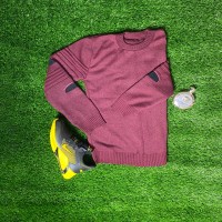 بافت یقه سه سانت طرح دار زرشکی مدل 1101