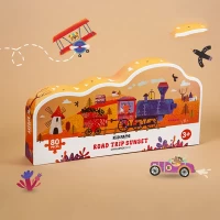 پازل کودک 80 تکه مدل قطار KID FANS ROAD TRIP SUNSET