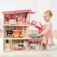 خانه عروسک چوبی بزرگ 3 طبقه با طراحی زیبا
