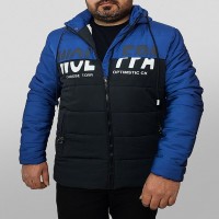 کاپشن مردانه آبی مشکی مدل 1384 با جنس برزنت و مموری