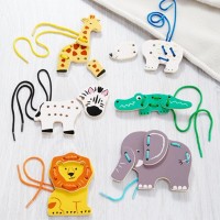 اسباب بازی چوبی نخ و مهره حیوانات چیبو کد