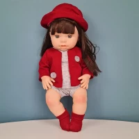 عروسک دخترانه 40 سانتی زرشکی FASHION CLOTH TOYS
