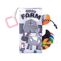 کتاب پارچه‌ای سیاه و سفید آموزش حیوانات مزرعه