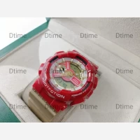 ساعت جی شاک 110 قرمز با بند طلایی