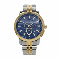 خرید ساعت بلیزر دورنگ طلایی صفحه سرمه ای مردانه