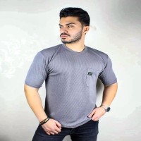 تیشرت طوسی مردانه آستین کوتاه مدل 1376