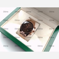 ساعت سیتیزن رزگلد مردانه با صفحه مشکی و طرح سه موتور