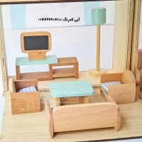 اسباب بازی چوبی ست وسایل خانه عروسکی مدل اتاق نشیمن