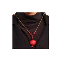 گردن بند طرح انار زیبا و شیک با زنجیر 43 سانتی‌متر