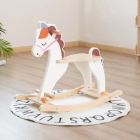 راکر اسب چوبی سفید مدل BL21150 برای کودکان