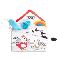 کتاب پارچه ای طوسی سفید جوجه با طرح جذاب و نرم