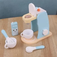 اسباب بازی قهوه ساز چوبی آبی برای کودکان