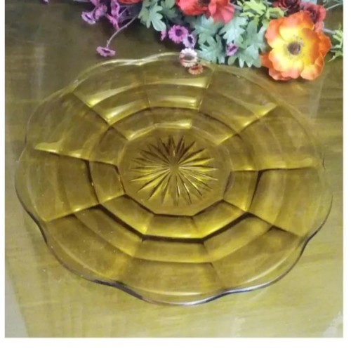 دیس بزرگ میوه خوری کریستال چک قدیم با طراحی خاص