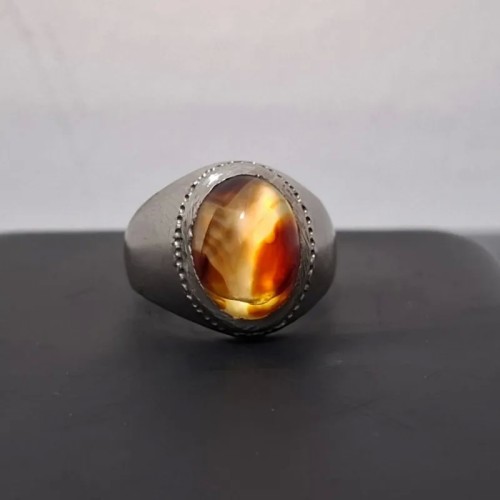 فروش انگشتر برنجی قدیمی با عقیق قدیمی