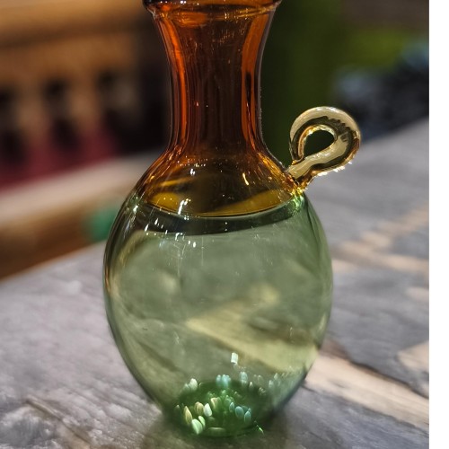 کوزه مینیاتوری شیشه ای دست ساز ترکیبی رنگی