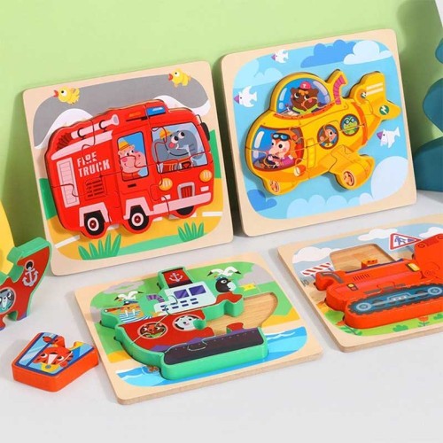 پازل چوبی وسایل نقلیه 4 تایی - کد JHTOY9324